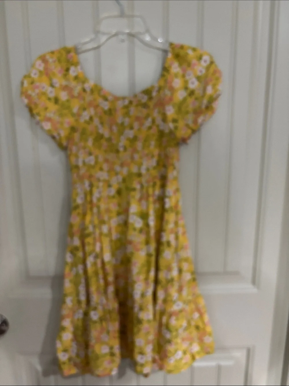 The Children's Place Yellow Floral Smocked Puff-Sleeve Dress
